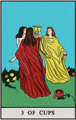 Three of Cups love triangle indication